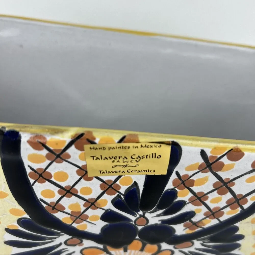 Talavera Castillo Mexico Ceramic Oval Planter Hand Painted Flower Pot Window Box